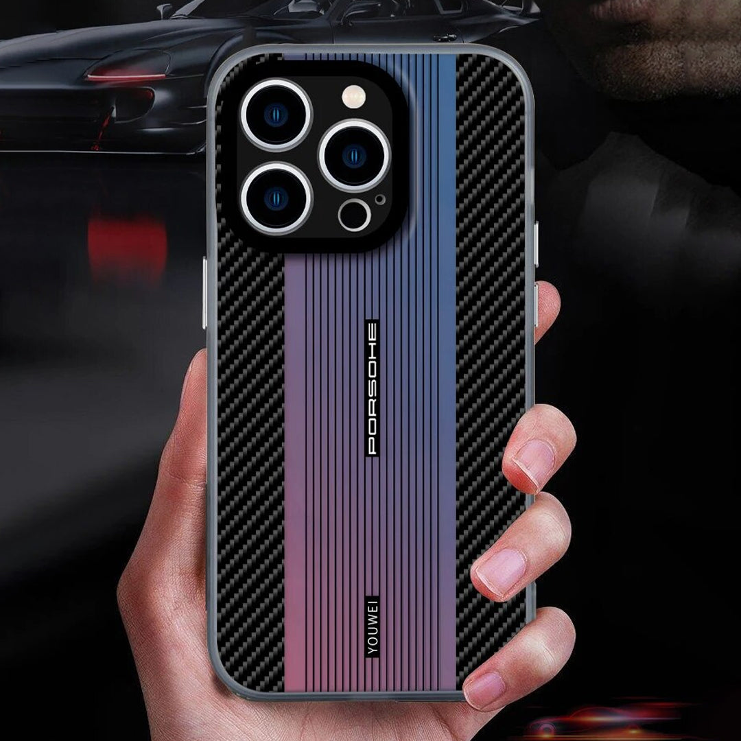 #Mk - Carbon Fiber Striped Porsche Pattern Case - iPhone