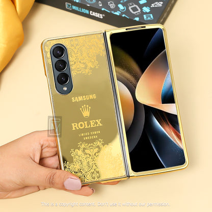 Galaxy Z Fold4 Crafted Gold Luxurious Camera Protective Case