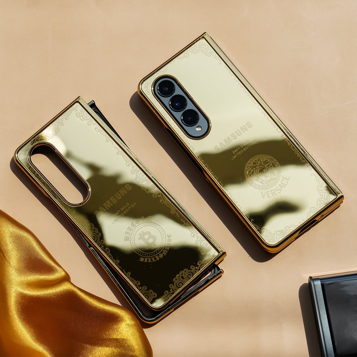 Galaxy Z Fold4 Crafted Gold Luxurious Camera Protective Case