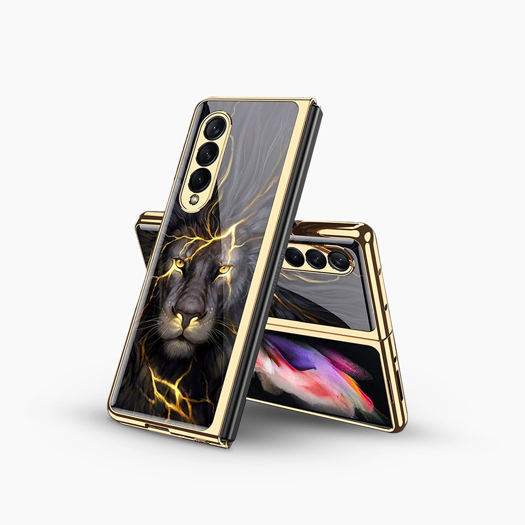 Galaxy Z Fold4 Lion Pattern Glass Case