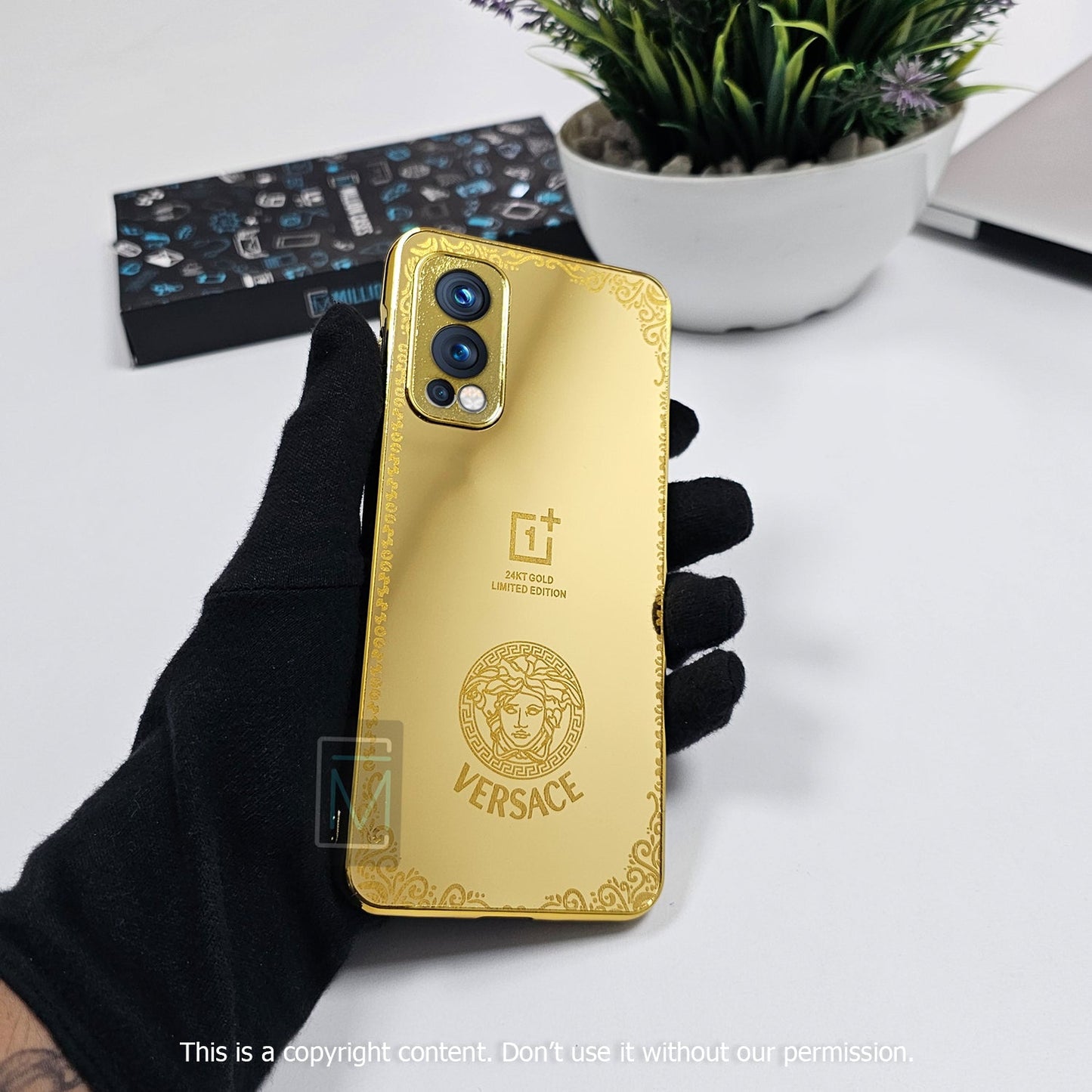 Crafted Gold Versace Luxurious Camera Protective Case - OnePlus