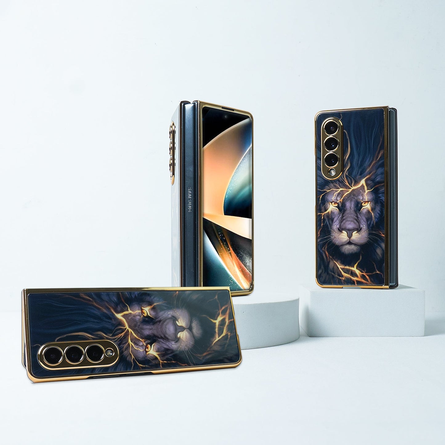 Galaxy Z Fold4 Lion Pattern Glass Case