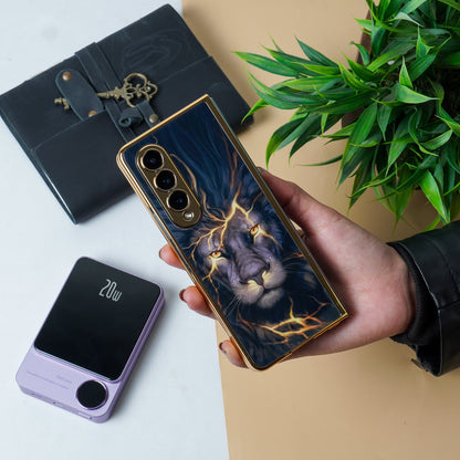 Galaxy Z Fold4 Lion Pattern Glass Case