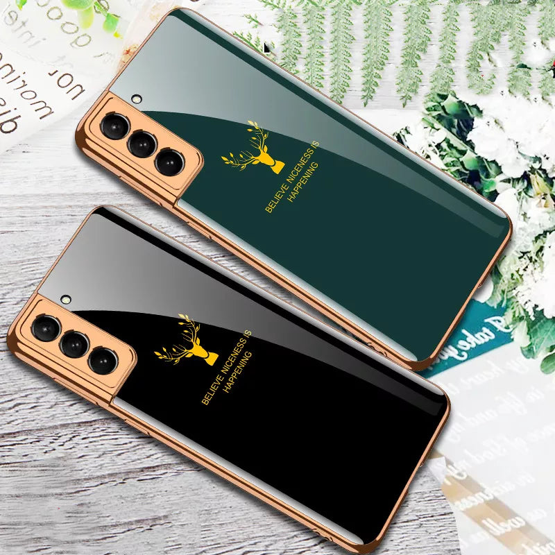 Galaxy S22 Series Deer Electroplating Glass Case