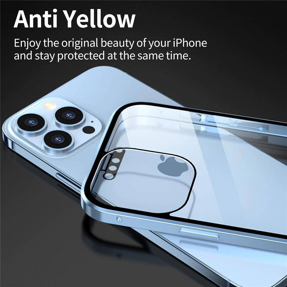 iPhone 13 Series Electronic Auto-Fit (Front+ Back) Glass Magnetic Case