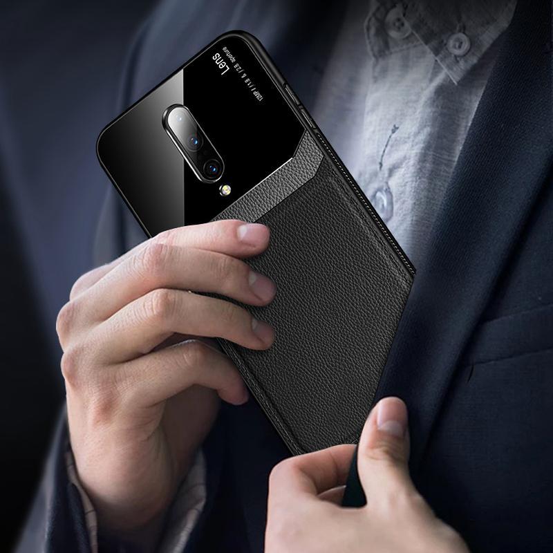 OnePlus 7 Pro Sleek Slim Leather Glass Case