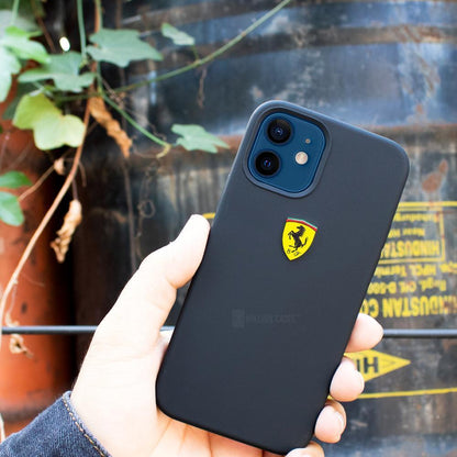 iPhone 12 Mini (3 in 1 Combo)Silicone Ferrari Case + Tempered Glass + Camera Lens Protector