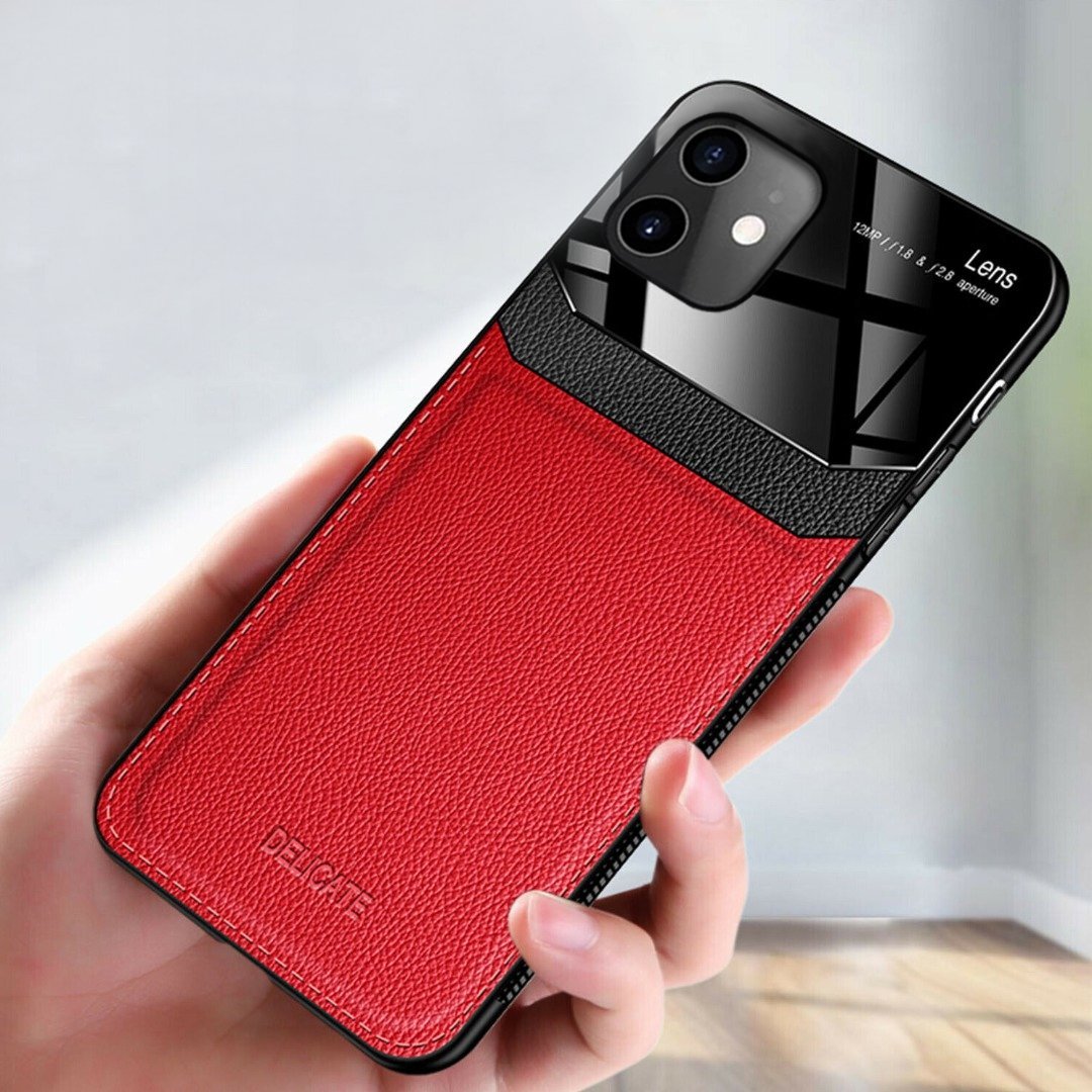 iPhone 12 Sleek Slim Leather Glass Case