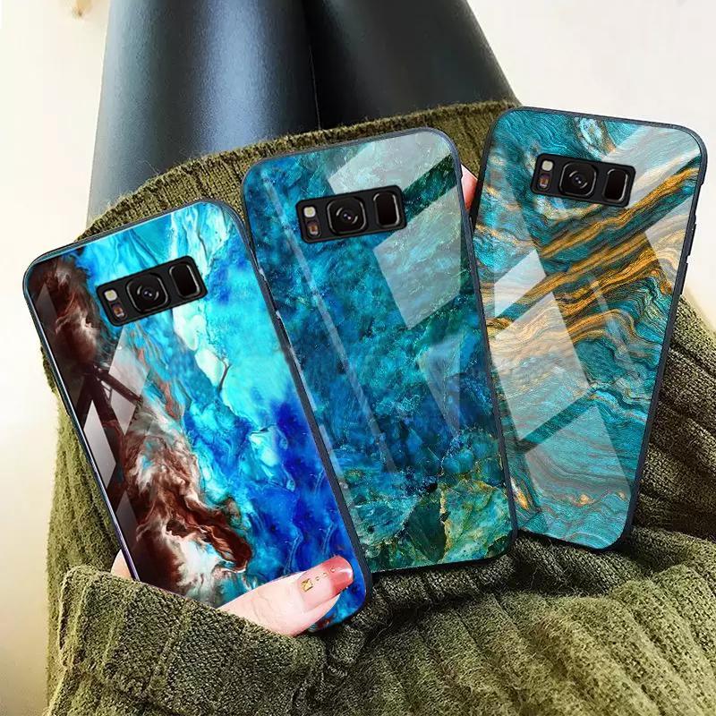 Galaxy S8 Plus Soothing Sea Pattern Marble Glass Back Case