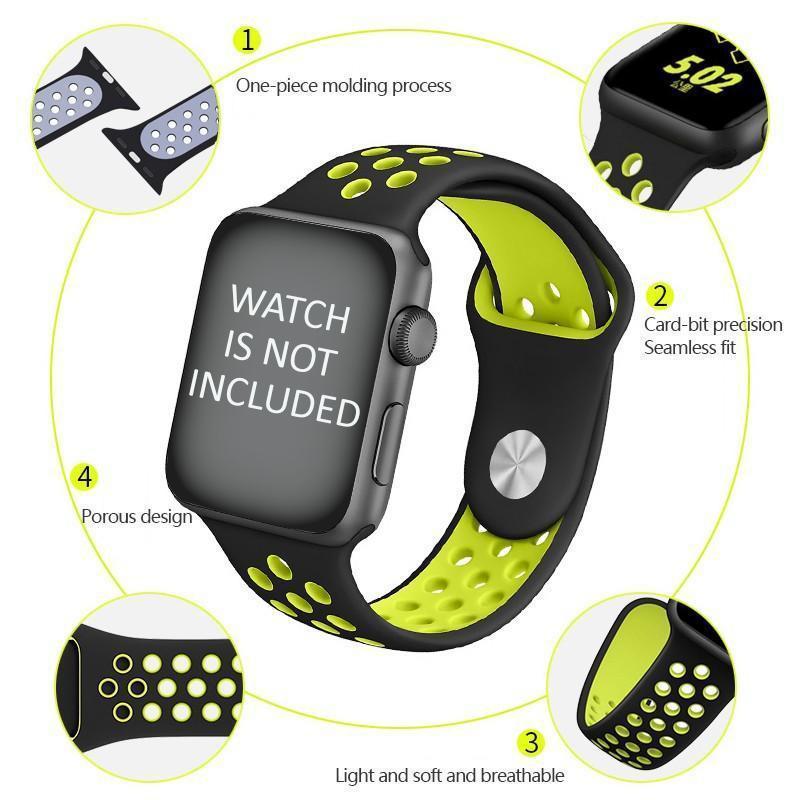 Perforated Sport Edition 42mm Strap for Apple Watch - Black Green (ONLY STRAP NOT WATCH)